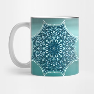 Aqua Blue Gradient Mandala Design Mug